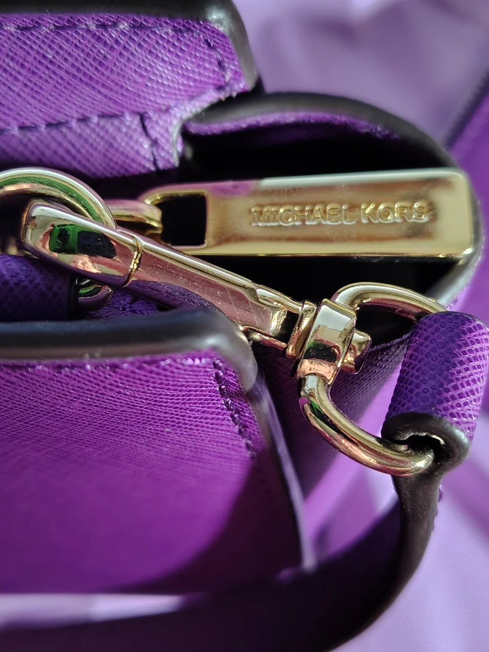 Sold Elsewhere--Michael Kors Purple Saffiano Leather Crossbody Matching Wallet